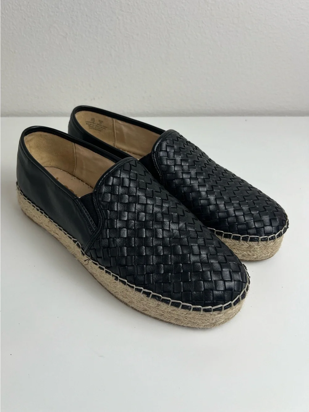 Sam Edelman Catherine Black Woven Leather Espadrille‎ Platform Loafers Size 11
